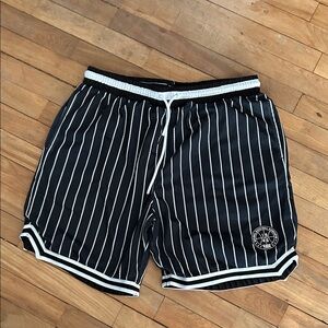 NBA Black and White Striped Shorts